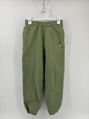 Nike Olive Green Track Joggers with White Swoosh